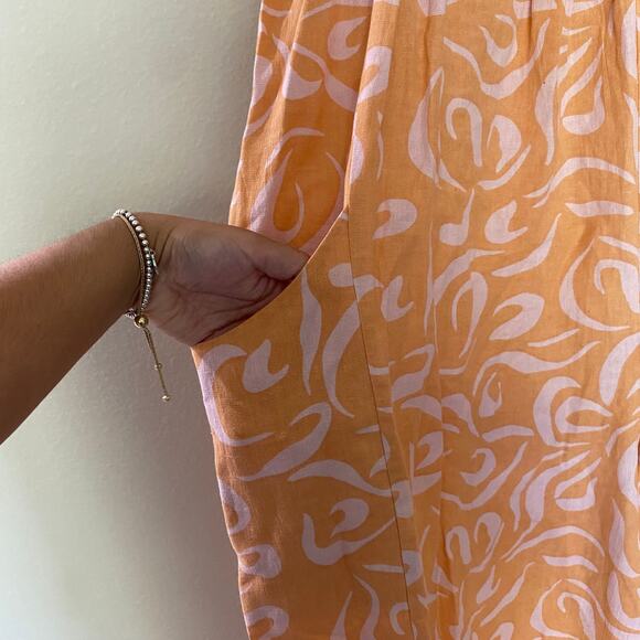 Anthropologie ORANGE MOTIF Ollari Printed Jumpsuit size Medium - Picture 4 of 8